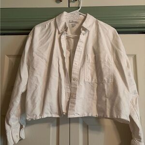 Madewell White Cropped boxy Button-Up shirt